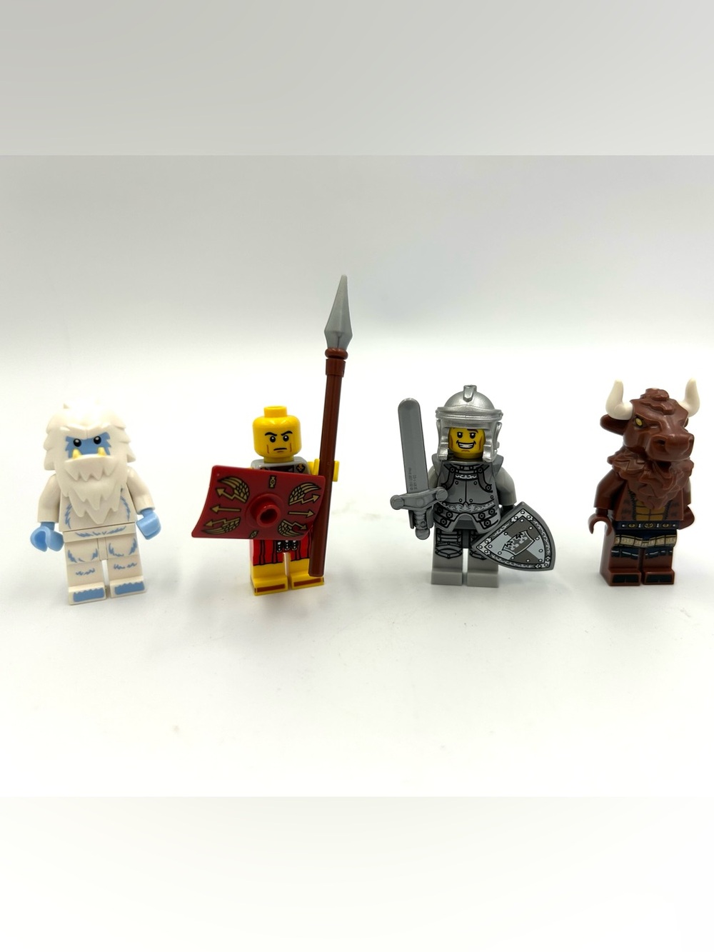 Lot of 4 Lego Minifigures Heroic Knight Minotaur Yeti Roman Soldier READ